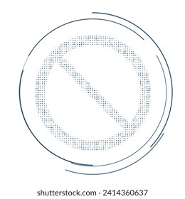 The no parking symbol filled with dark blue dots. Pointillism style. Vector illustration on white background