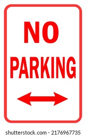 no parking text with double arrow