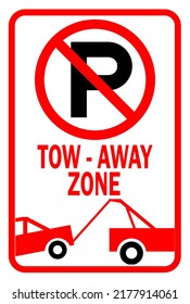 no parking, tow away zone, parking sign, vector illustration