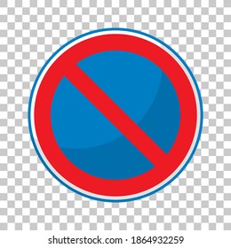 No parking traffic sign isolated on transparent background illustration