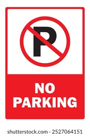 No hay Ilustración vectorial de señales de tráfico de estacionamiento. No se puede estacionar el vehículo con el símbolo de prohibición. El aparcamiento está prohibido.
