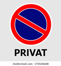 No Parking Traffic Vector Sign. Blue and red circle. Clearway, prohibition Road sign.