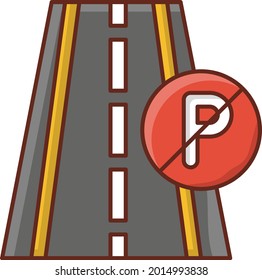 no parking vector flat color icon