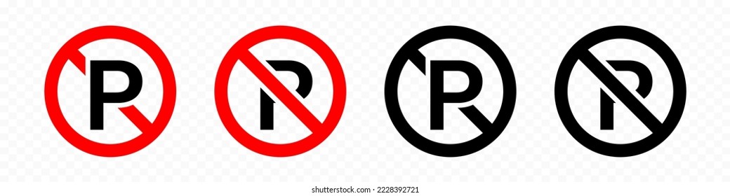 No parking vector icon set. No parking sign. Parking prohibition. Prohibition roadsign. Vector