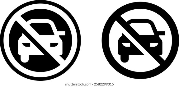 No Parking Vector Icon Set – Traffic and Parking Restriction Designs