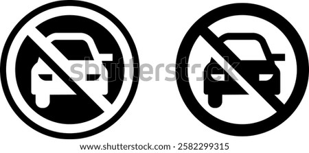 No Parking Vector Icon Set – Traffic and Parking Restriction Designs