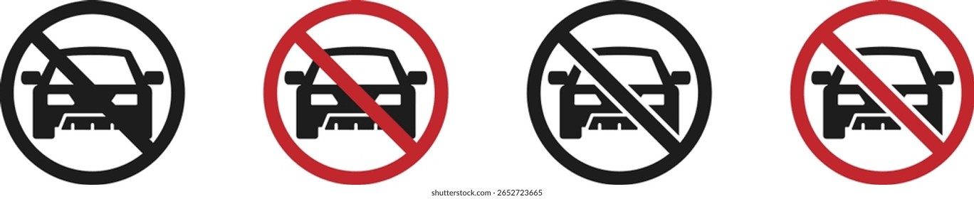 No parking vector icons. Do not park here vector icons. No parking signs