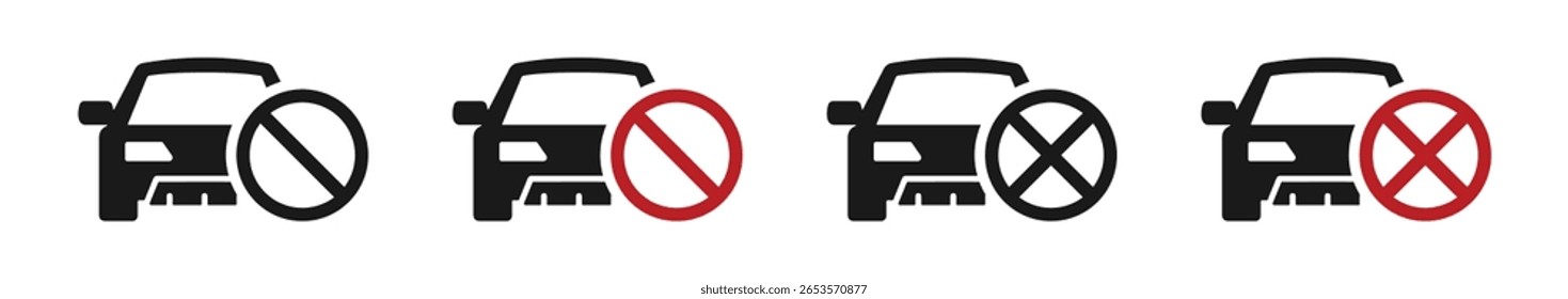 Sem ícones de vetor de estacionamento. Não estacionar aqui conjunto de ícones vetoriais. Não estacionar aqui designs