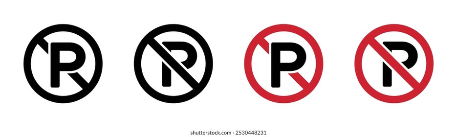 No parking vector signs set
