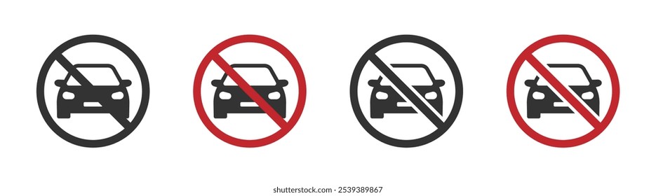 Nenhum sinal de vetor de estacionamento definido. Não estacione aqui ícones vetoriais. Sem ícone de estacionamento.