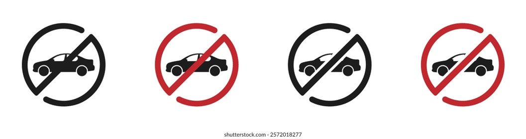 No parking vector signs. Trendy don't park here vector icon designs set