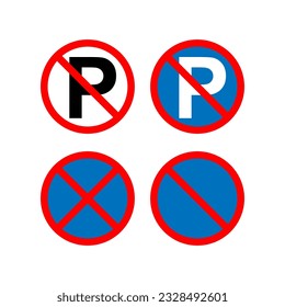 No parking or waiting road sign stopping vector new logo