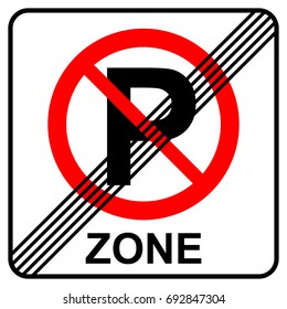 No parking zone end sign, vector illustration.