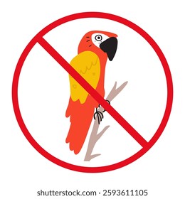 No parrot. Hand drawn vector design. Illustration on white background.