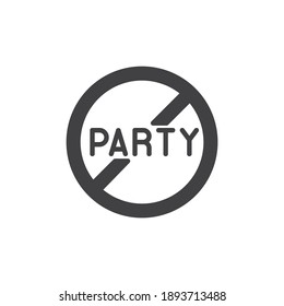 No hay icono del vector de signo de partido. signo plano relleno para concepto móvil y diseño web. Icono de prohibición de glifos de la fiesta de detención. Símbolo, ilustración del logotipo. Gráficos vectoriales