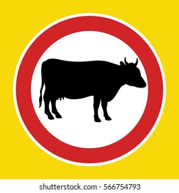 No passage of cows.
Warning that the animal can suddenly appear on the stretch of road in front of you.