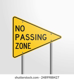 No Passing Zone: vector illustration of a yellow traffic sign indicating a no-passing zone