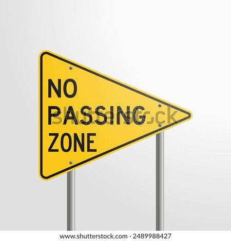 No Passing Zone: vector illustration of a yellow traffic sign indicating a no-passing zone