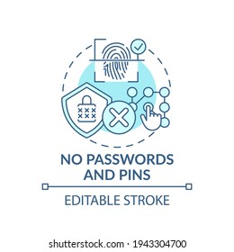 No passwords and pins concept icon. Unprotected information idea thin line illustration. Theft and introduction in personal life. Vector isolated outline RGB color drawing. Editable stroke