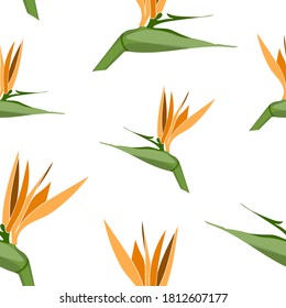 no pattern in tropical style with flowers on a white background. print for design of clothing, fabric, wrapping paper. tropical fruits, food.
