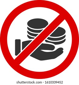No pay coins vector icon. Flat No pay coins symbol is isolated on a white background.