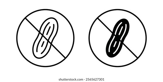 No peanut sign vector in black and red colors