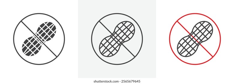 No peanut sign vector in black and colored versions