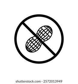 No peanut sign vector in black colors