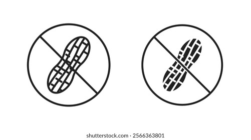 No peanut sign vector in line stroke and flat versions