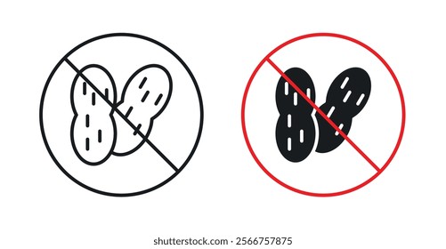 No peanut signs in black outline, solid and colored style