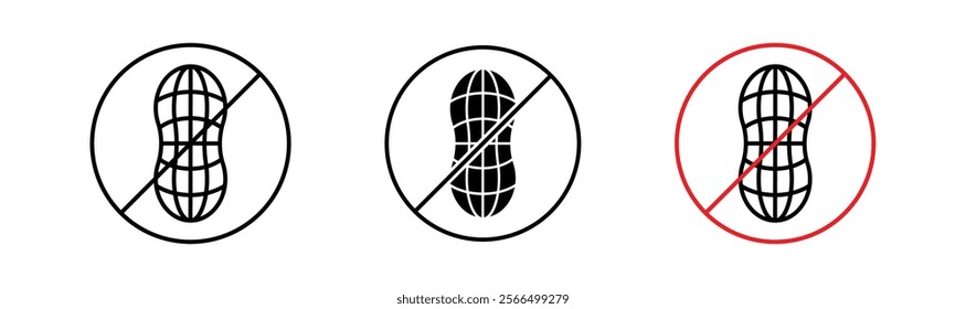 No peanut signs flat and linear vector illustration on white background.