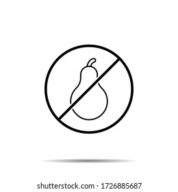 No pear icon. Simple thin line, outline vector of autumn ban, prohibition, embargo, interdict, forbiddance icons for ui and ux, website or mobile application