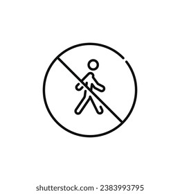 Ningún símbolo de línea de acceso peatonal aislado en el fondo blanco. Icono de la línea no circular