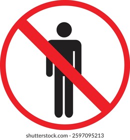 No Pedestrian Beyond This Point Prohibition Sign Vector Illustration EPS