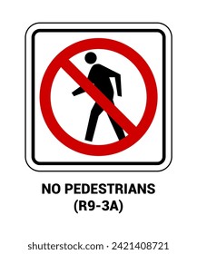 NO PEDESTRIAN SIGN, Pedestrian and Bicycle Signs US ROAD SYMBOL SIGN MUTCD