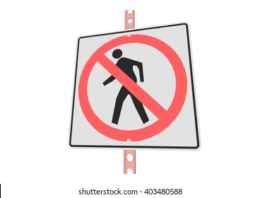 No pedestrians - 3d illustration of roadsign isolated on white background