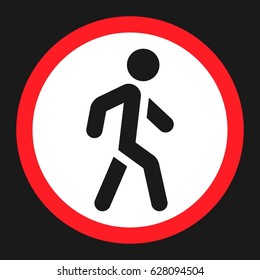 No Pedestrians flat icon, Traffic and road sign, vector graphics, a solid pattern on a black background, eps 10.