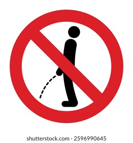 No peeing area icon. Pissing prohibited sign. Urinate not allowed symbol. No peeing on floor isolated on white background.

