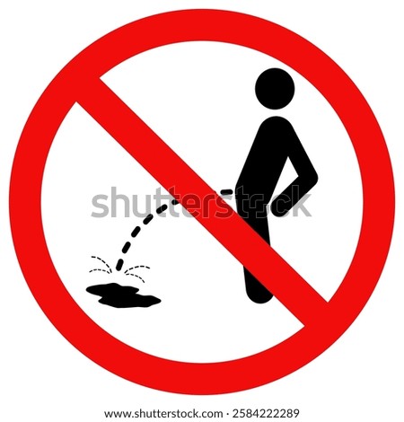 No peeing area icon sign. pee prohibition sign, forbidden don't pissing. Flat style vector illustration editable isolated design.