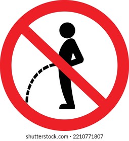 No peeing icon, prohibition sign, vector illustration