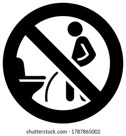 No peeing on the floor forbidden sign, modern round sticker