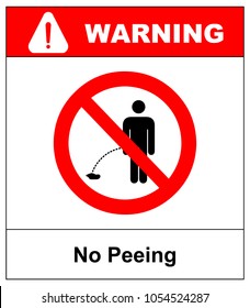No peeing vector sign illustration isolated on white background. No urinating on floor sign, impolite behavior pictogram. Warning forbidden red symbolfor forests and public places