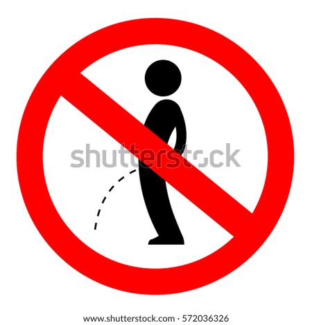 No peeing vector sign illustration isolated on white background. No urinating on floor sign, impolite behavior pictogram.