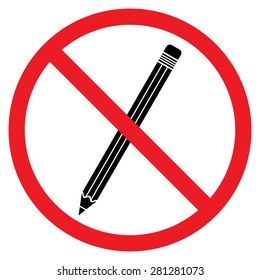 No Pencil sign icon. Do not write. Edit content button. Red prohibition sign. Stop symbol