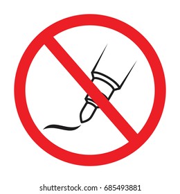 No Pencil sign icon. Do not write   felt pen , Marker vector icon 
