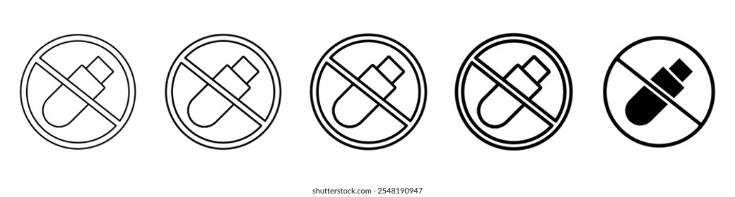 no pendrive icon Simple thin line logo set