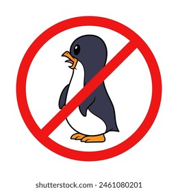 No Penguin Sign on White Background