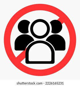 Kein Volk. Versammle dich nicht in Gruppen. Ablehnungsverbot. Kommerzielle Linie Vektorsymbol für Webseiten und mobiles minimalistisches flaches Design.