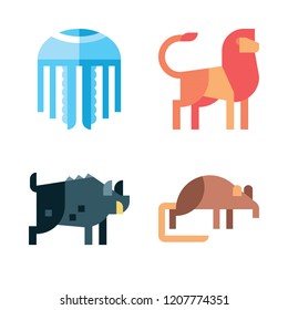 no people icon set. vector set about jellyfish, shrew, lion and boar icons set.