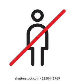 No people outline icon. No mam entry line  sign. Editable stroke. Vector graphics